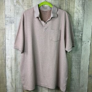 Travel Smart Roundtree & Yorke Size Large Tan Polo w/Pocket Short Sleeve